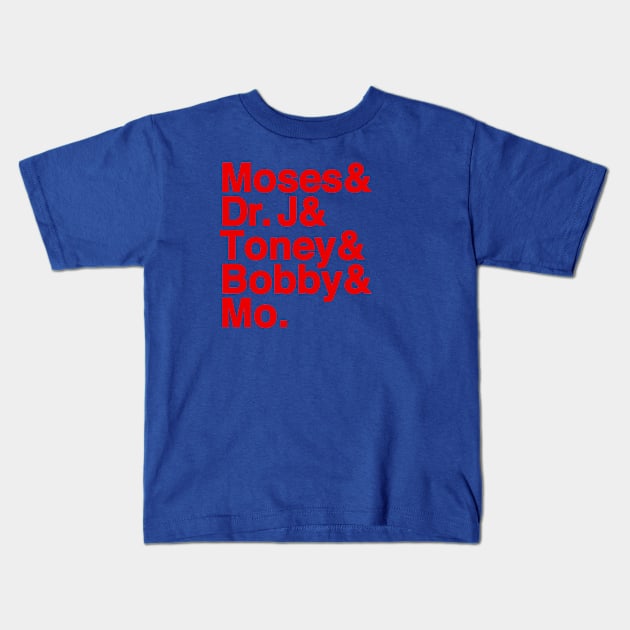 1983 Philadelphia Basketball Kids T-Shirt by huckblade